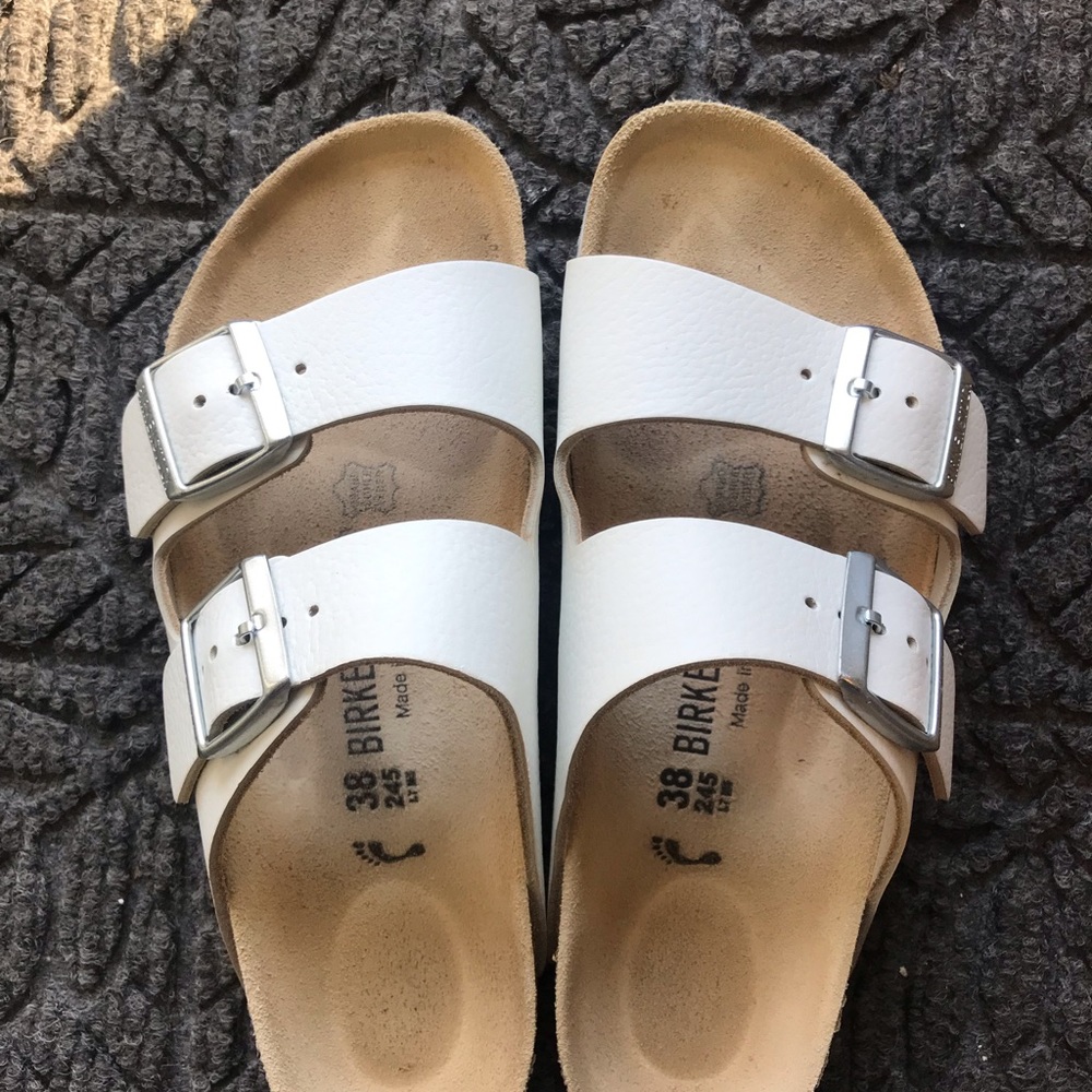 Birkenstock Arizona White Leather Sandals